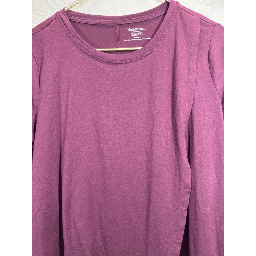 Motherhood Maternity Nursing Long Sleeve Wrap Front Top M‎ Burgundy